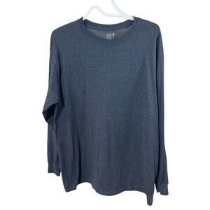 Fruit Of The Loom Men’s Large Grey Long Sleeve Crew Neck T Shirt Cotton Blend